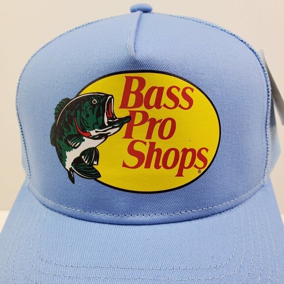 Bass Pro Shops Snapback Hat Mesh Logo Fishing Baby Blue NWT - Picture 3 of 12